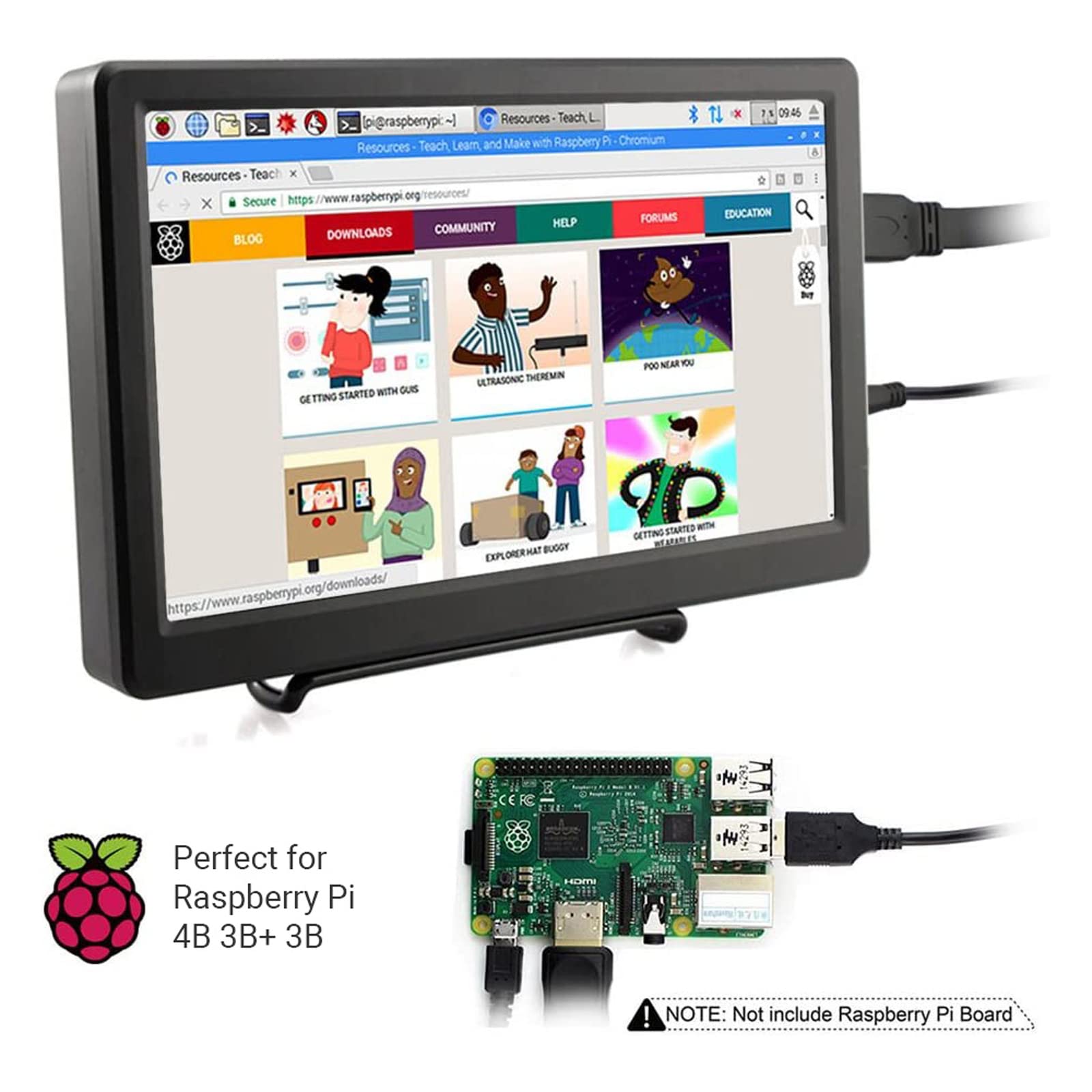 Elecrow Portable Monitor 10.1 Inch Screen Ips Monitor 1920X1080P With Hd Vga Port Build In Speakers Vesa Mount For Raspberry Pi
