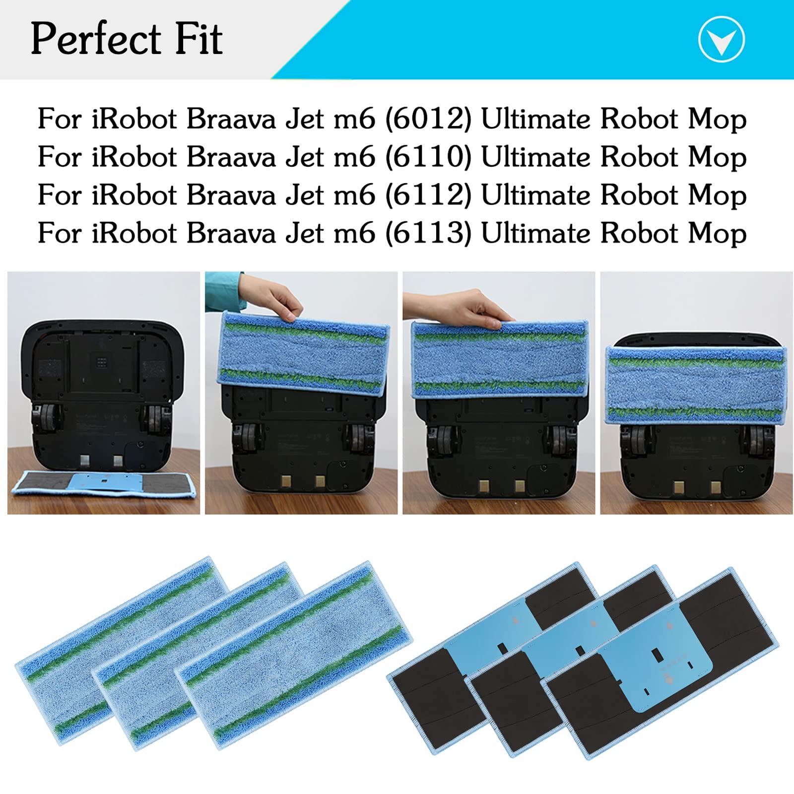 Extolife 8 Pack M6 Mopping Wet Pads For Irobot Braava Jet M6 (6110) (6012) (6112) (6113) Ultimate Robot Mop, Washable And Reusab