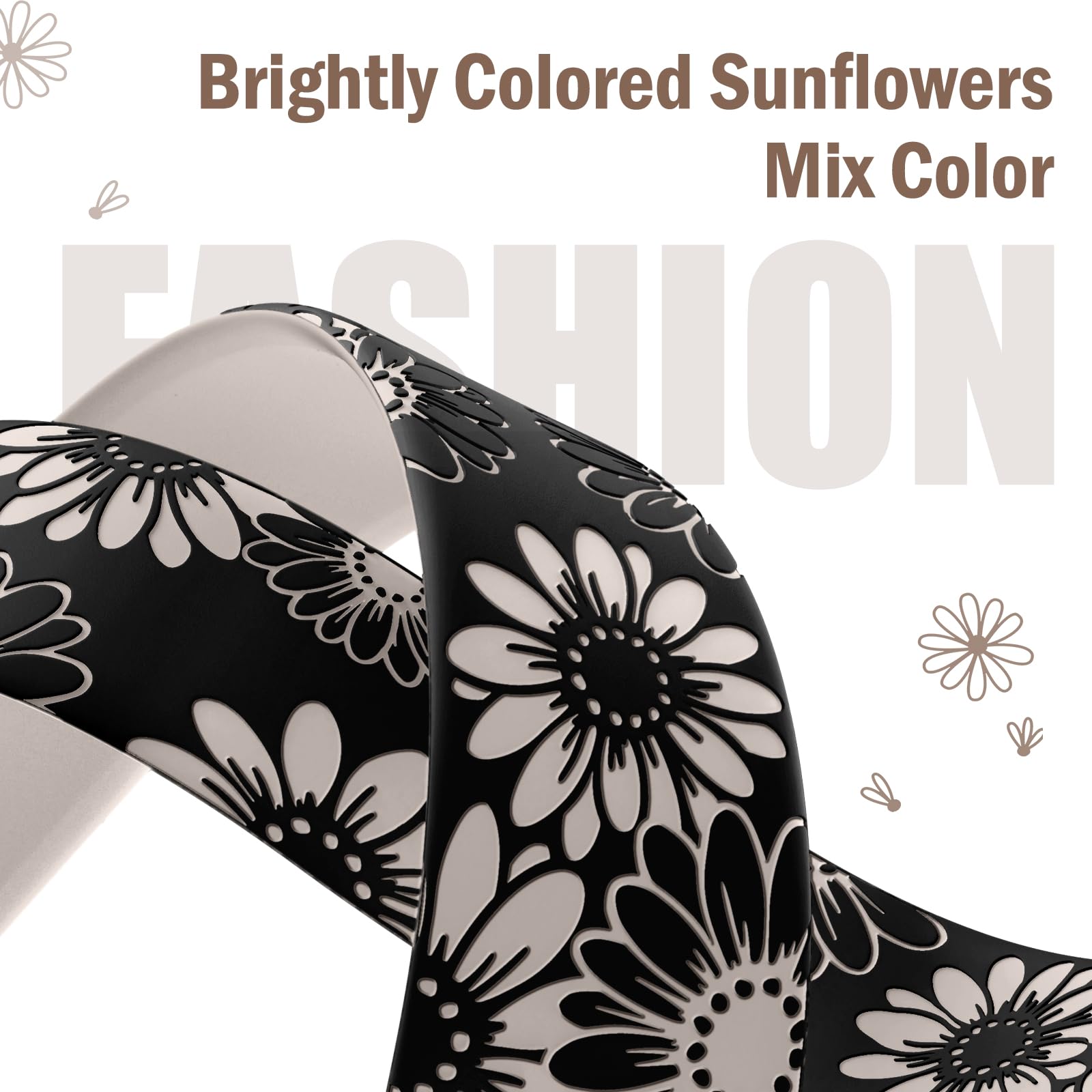 Daqin Floral Engraved Band Compatible With Apple Watch Band 40Mm 41Mm 38Mm Women, Cute Two Tone Flower Soft Silicone Sport Strap