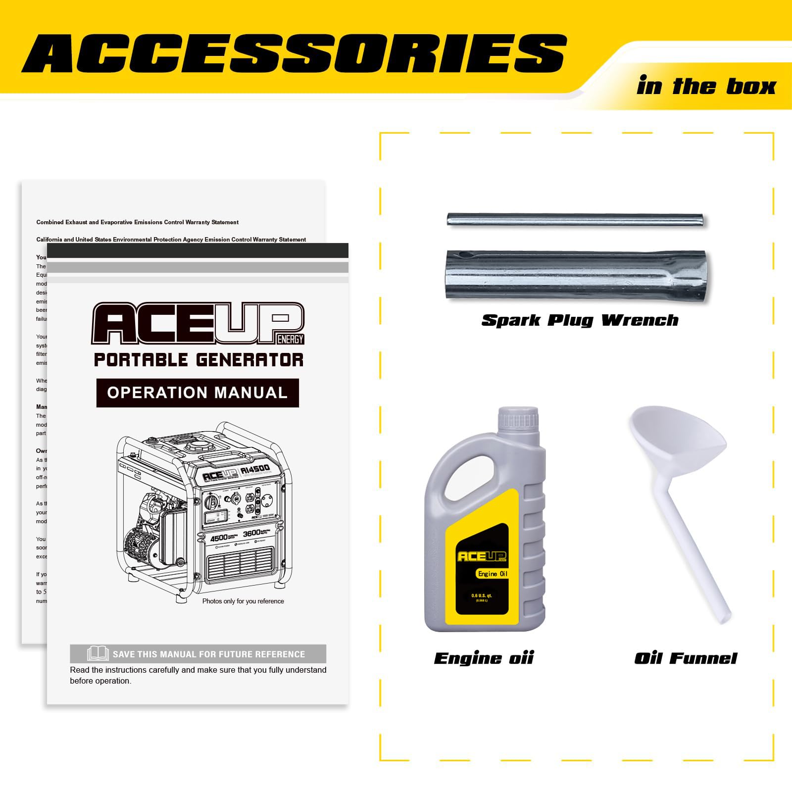 Aceup Energy 4500 Watt Inverter Generator 223Cc, Gas Powered Generator For Home Use, Camping, Epa Compliant