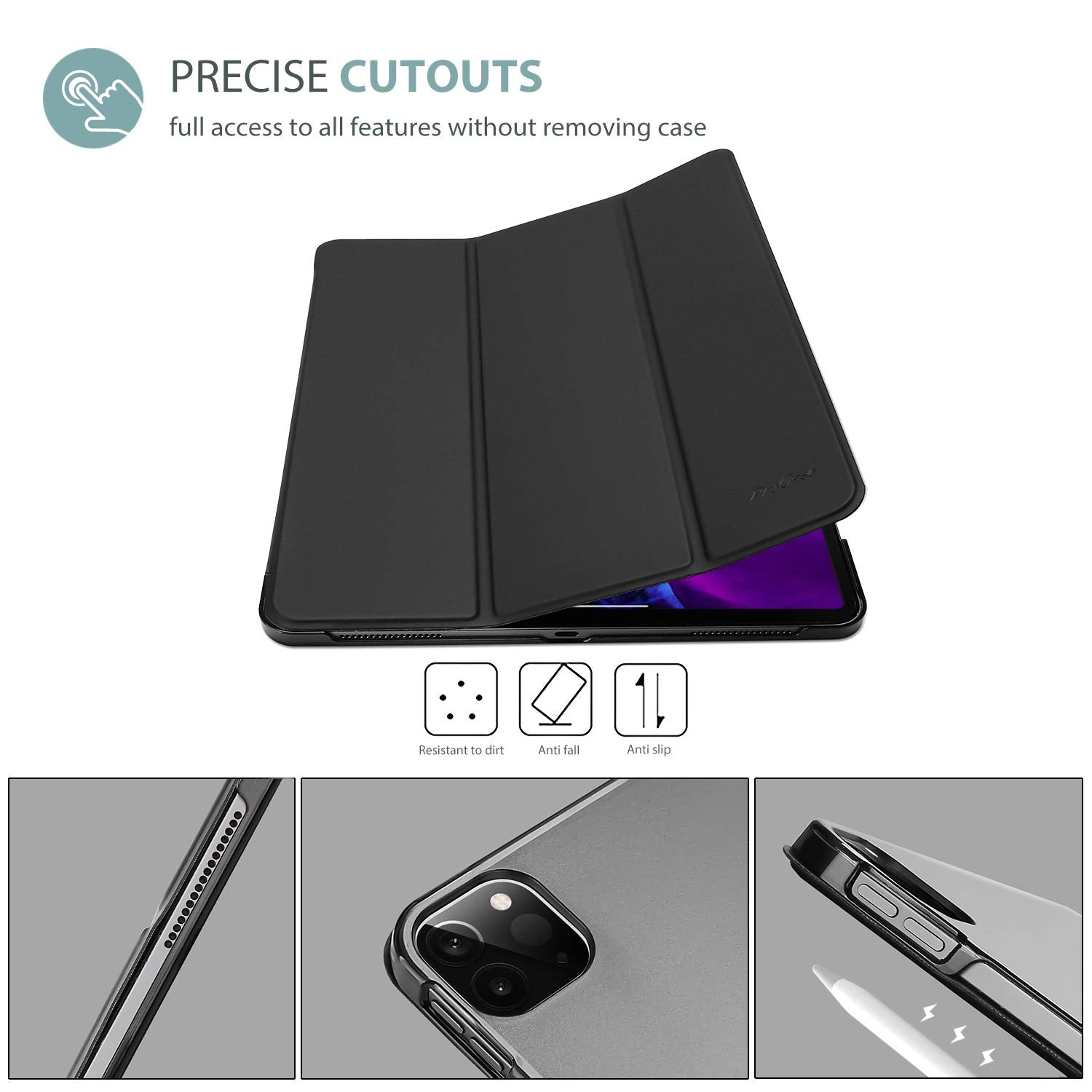 Procase Smart Case For Ipad Pro 12.9 2022/2021/2020/2018, Slim Stand Hard Back Shell Smart Cover For Ipad Pro 12.9 6Th Generatio