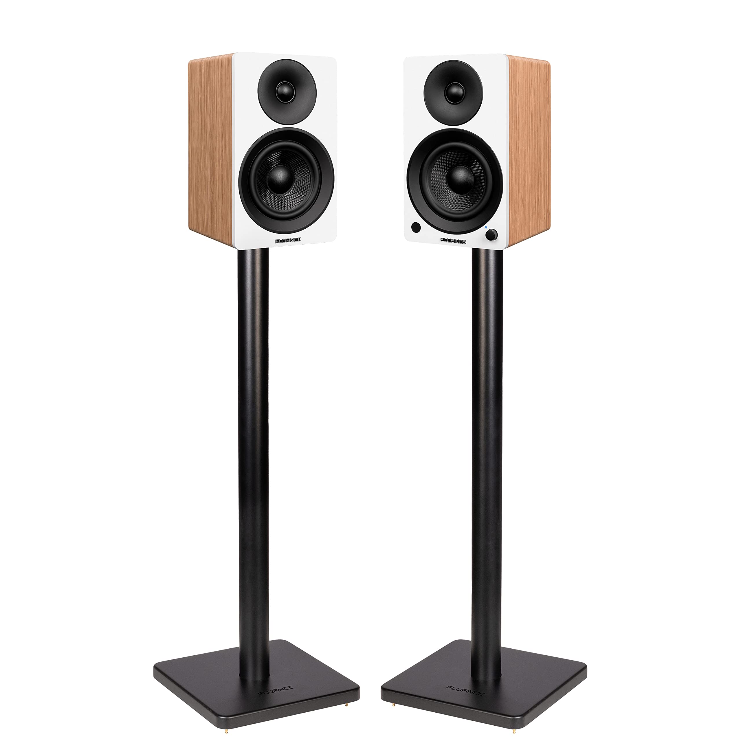 Fluance Ai41 Powered 2-Way 2.0 Stereo Bookshelf Speakers with Speaker Stands 5 Drivers 90W Amplifier for Turntable Bluetooth 5 W