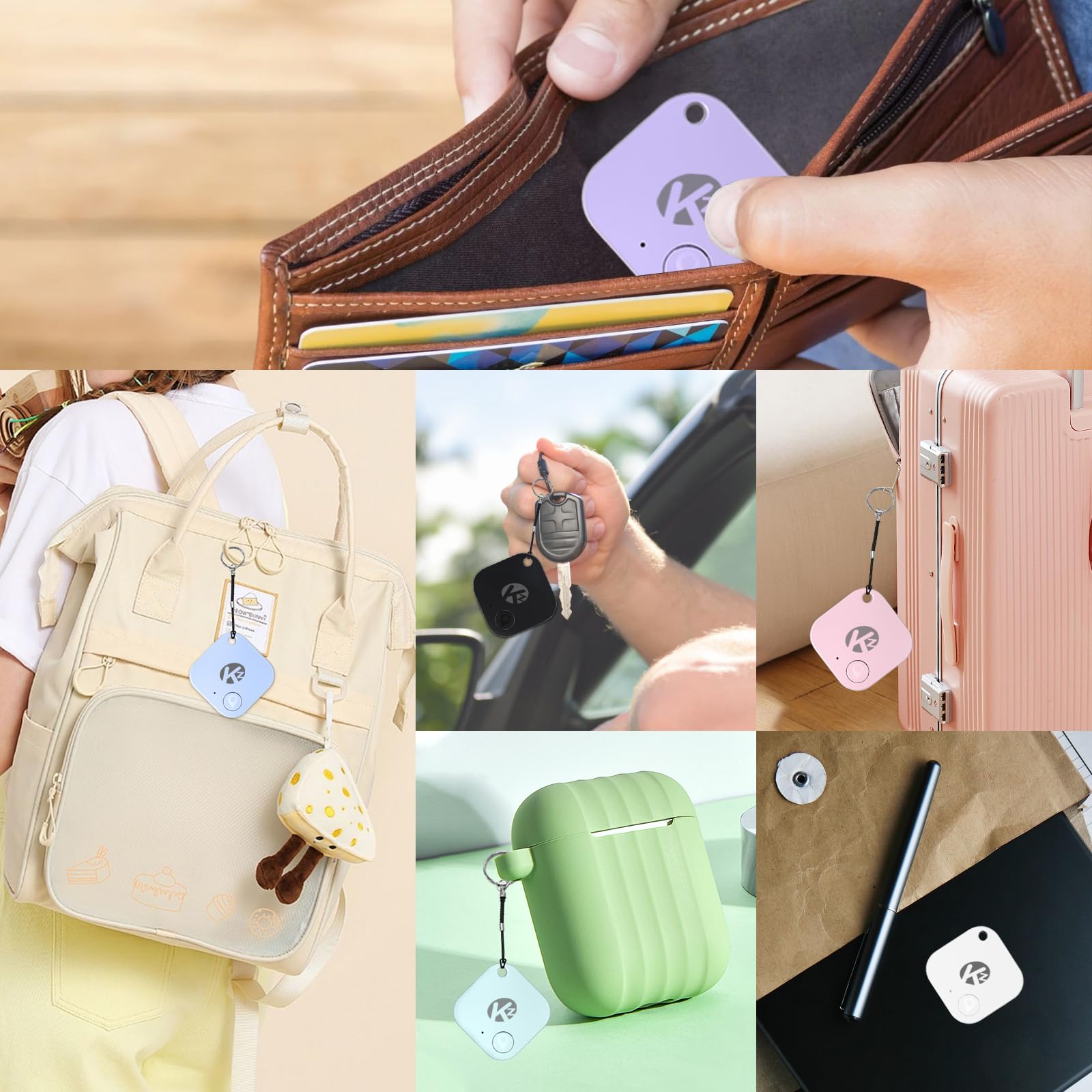 Kzo Bluetooth Air Tracker Tag 4 Pack, Ios And Android Compatible, Find Nearby, Phone Finder, Loud Ring, Replaceable Battery, Sui