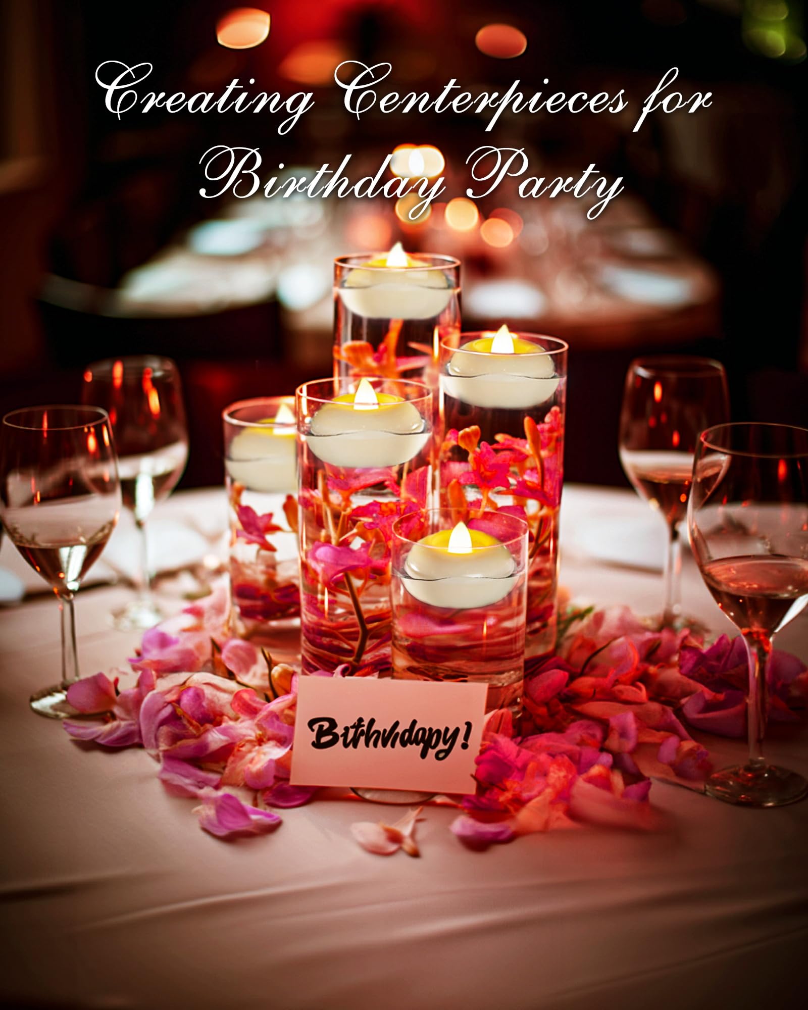 Homemory 2    Flameless Led Floating Candles, 200 Hour Plastic Battery Operated Flickering Waterproof Tealights For Cylinder Vas