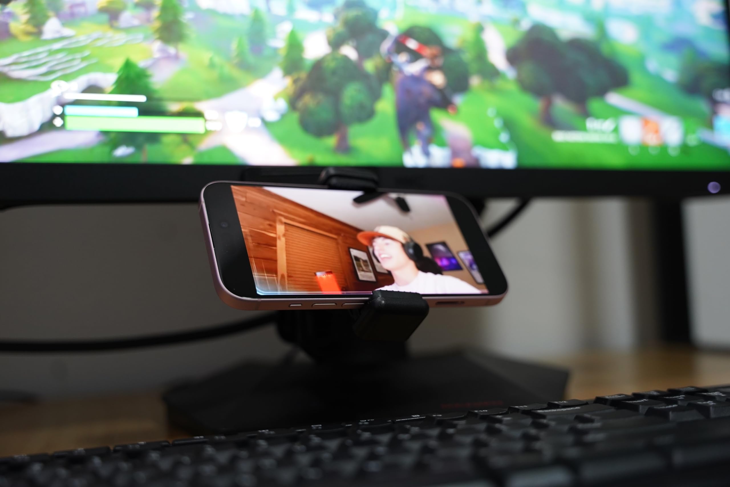 Rockcheems Universal Phone Mount For Monitor Bezel - Use Your Iphone As A Webcam For Live Broadcast With Epoccam - Includes 2 Si