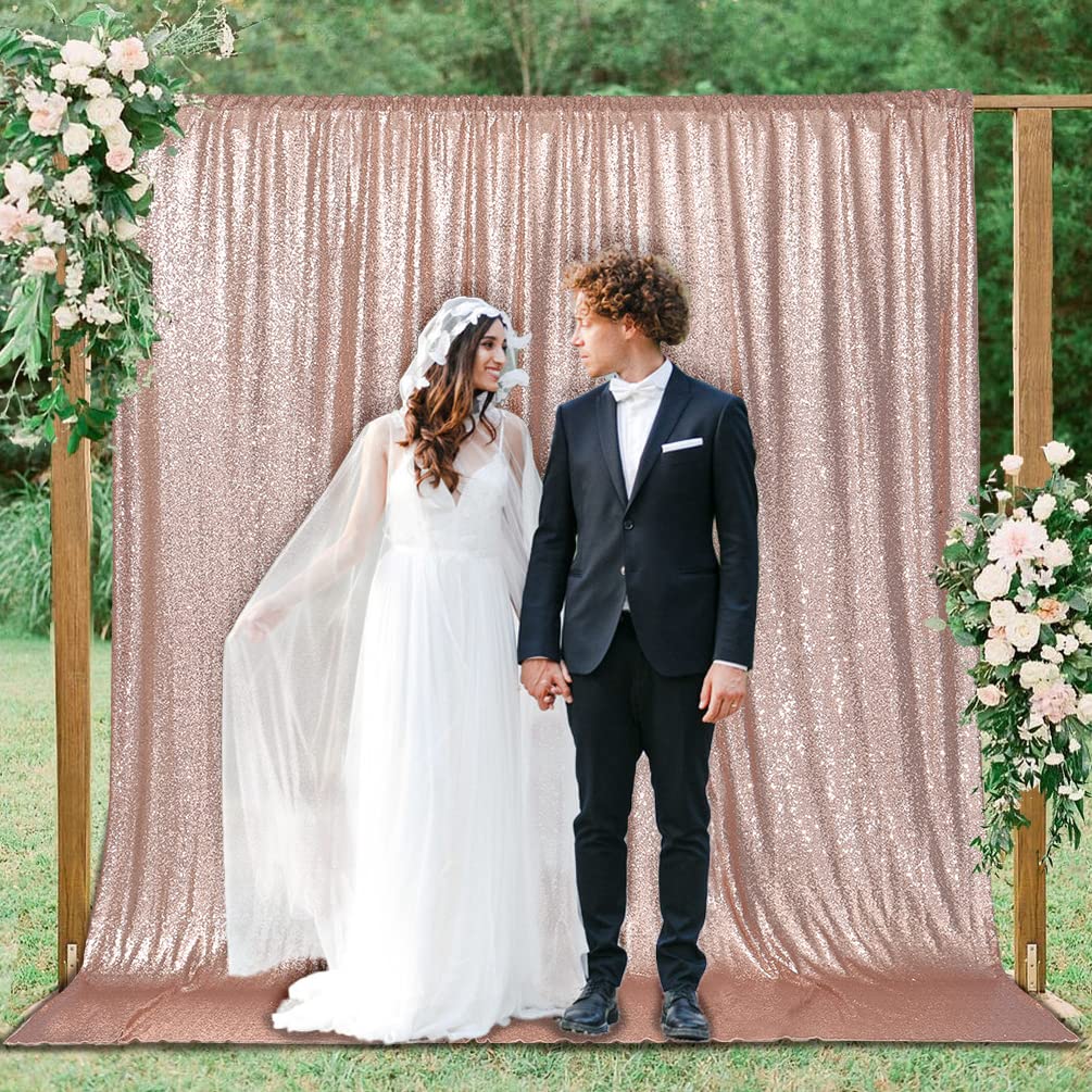 Partydelight Rose Gold Sequin Backdrop Photography Curtain Special Events Party 6Ftx6 Ft