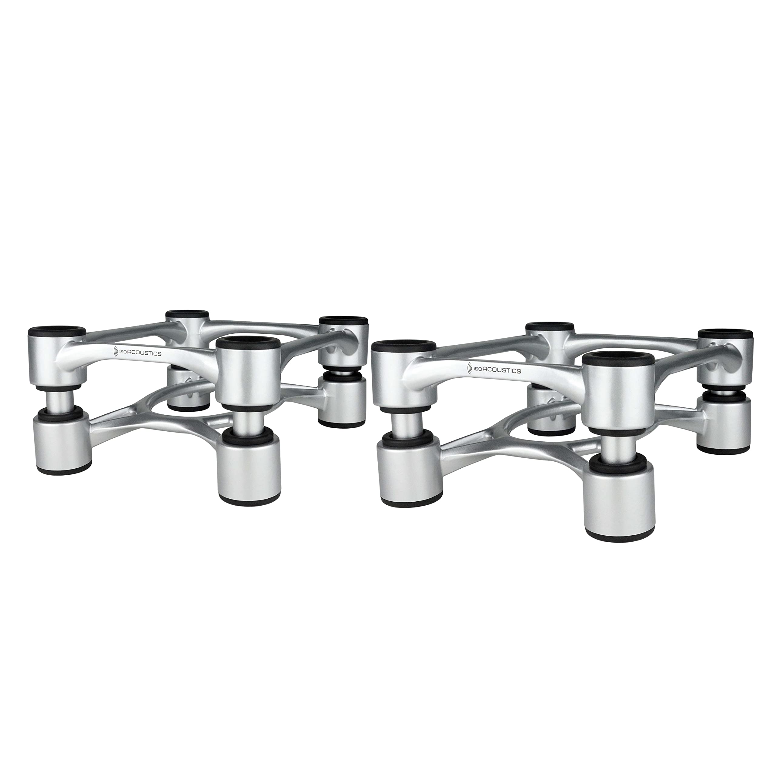 IsoAcoustics Aperta Series Isolation Speaker Stands with Tilt Adjustment: Aperta (6.1 x 7.5) Silver Pair