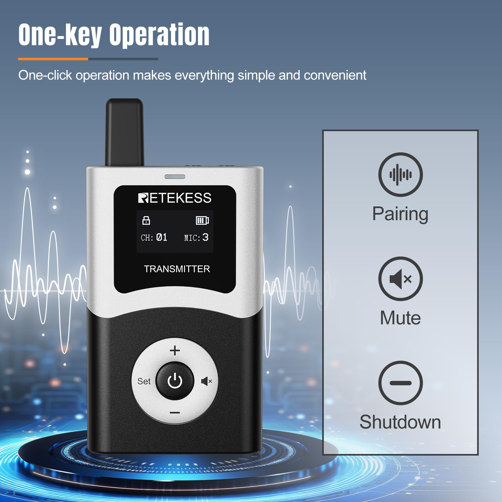 Retekess T130U(4Nd Gen T130) Whisper Tour Guide System,Tour Guide Microphone And Speaker,Clear Sound Quality,One-Key Operation,T