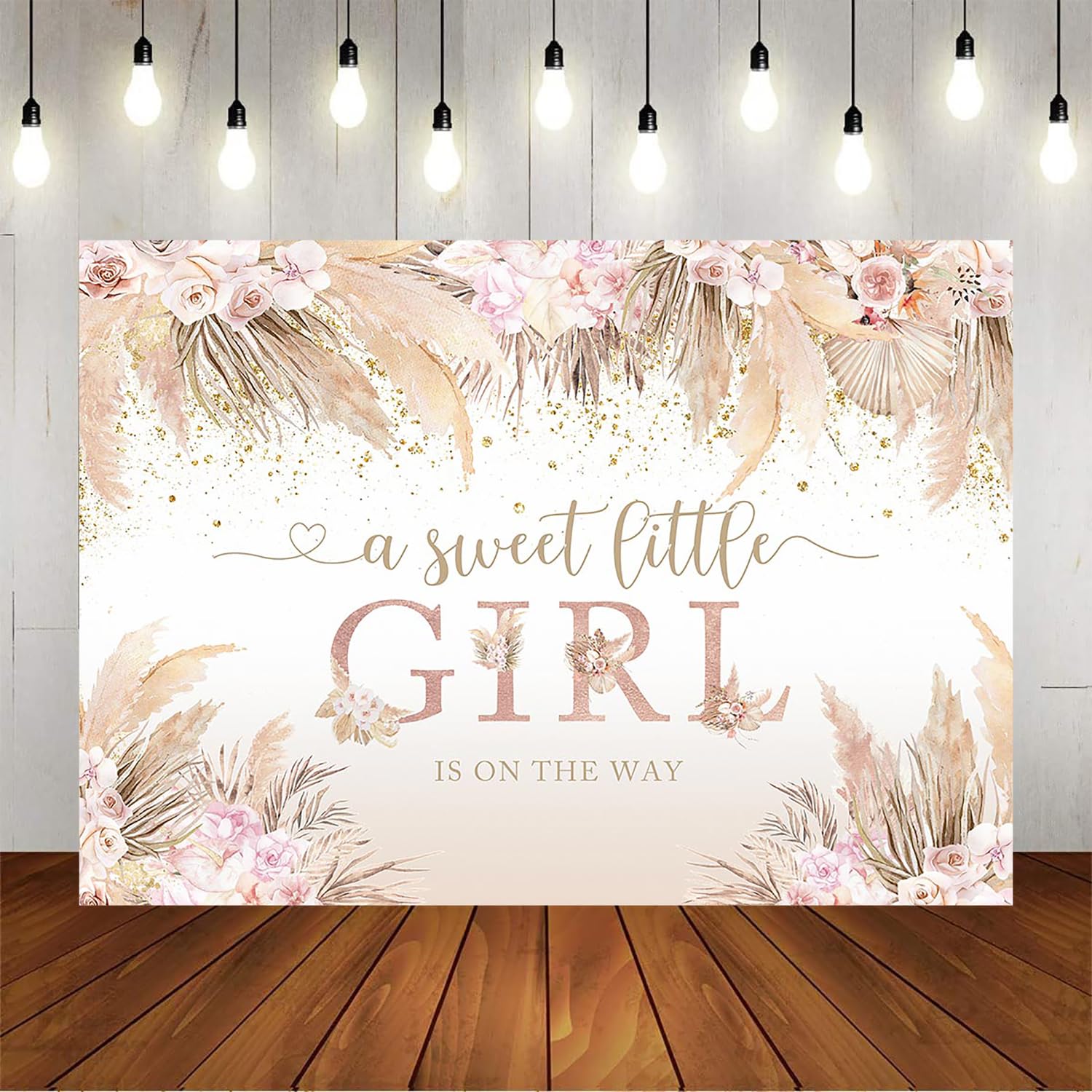 Mocsicka Boho Hello Baby Backdrop Boho Chic Pink Flowers Baby Shower Background Vinyl A Sweet Little Girl Is On The Way Party Ca