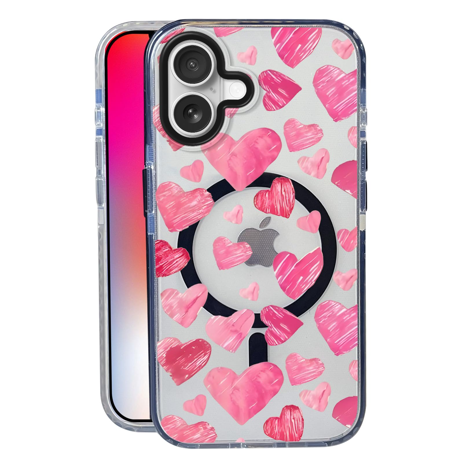 Nimeey Pink Love for iPhone 17 Case,MagSafe Compatible,Matte Soft Slim Shockproof Cover,Anti-Fingerprint,Anti-Yellowing,Anti-Scr