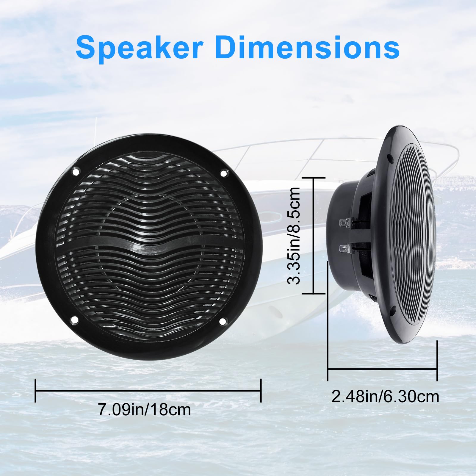 Studiofinix Marine Speakers Waterproof 6.5 2 Way 240 Watts Flush Mount Stereo Audio Perfect For Boat Atv Utv Golf Cart Rv Bathro