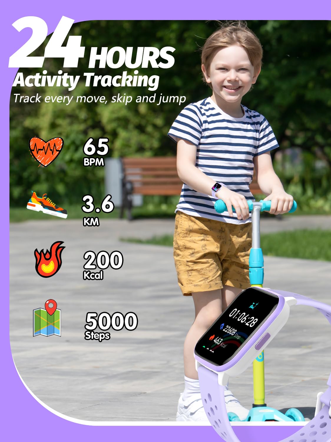 Butele Kids Smart Watch For Girls Boys, Game Smart Watch Gifts For 4 16 Years Old With Sleep Mode 20 Sports Modes 5 Games Pedome