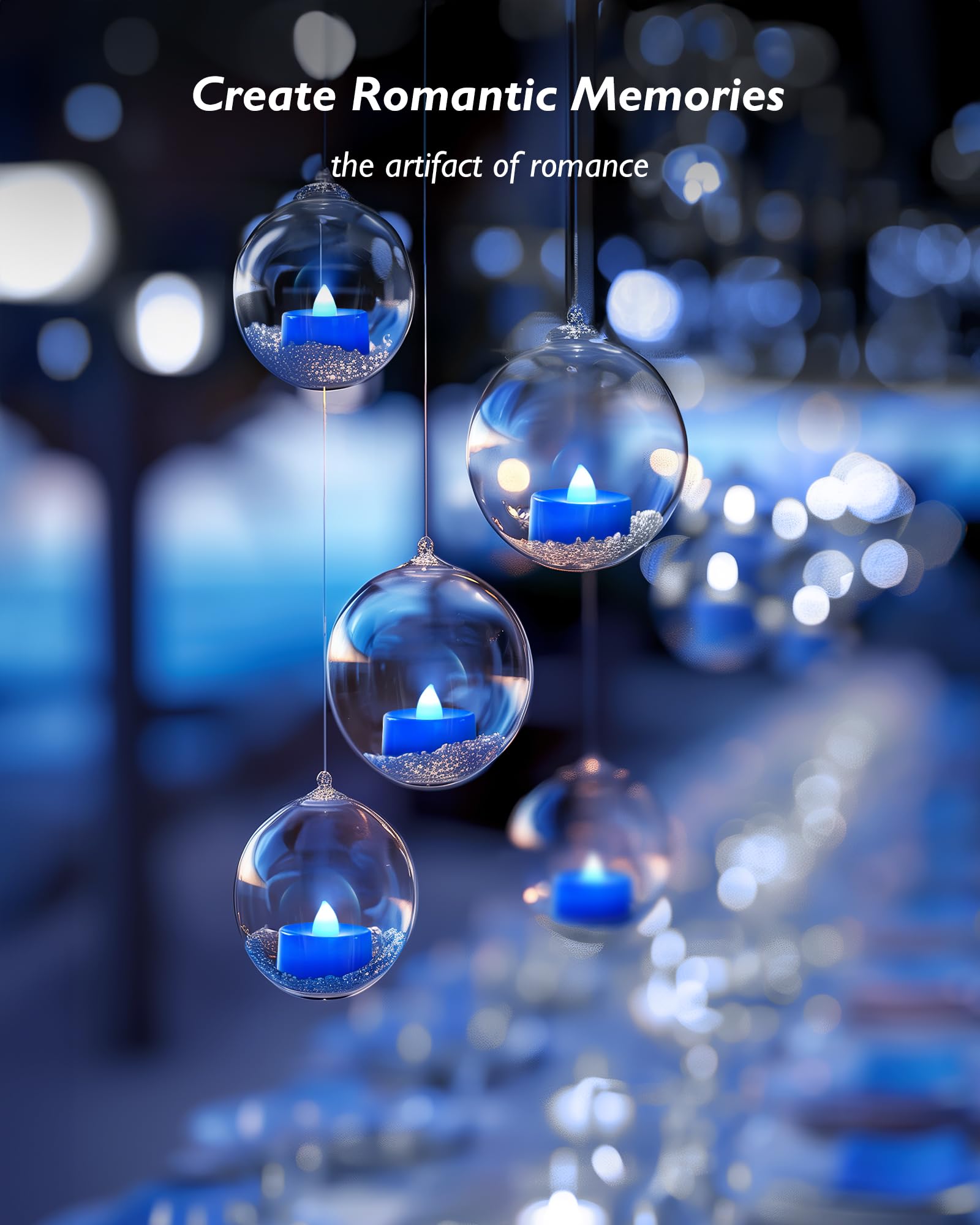 Amagic Blue Led Tea Lights Candles, 24 Pack Battery Operated Flameless Tea Lights, Long Lasting Colored Tealights Candles For Ha