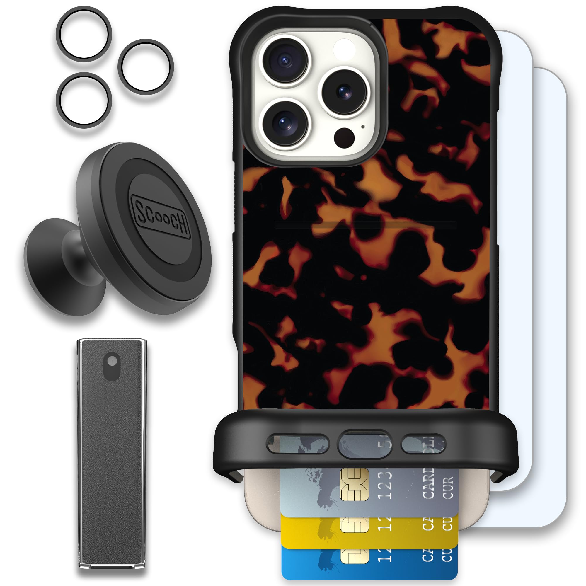 Scooch Wingmate for iPhone 16 Pro Max [Defender Bundle] with 2 Tempered Glass Screen Protectors, Camera Lens Protector, Wingmoun