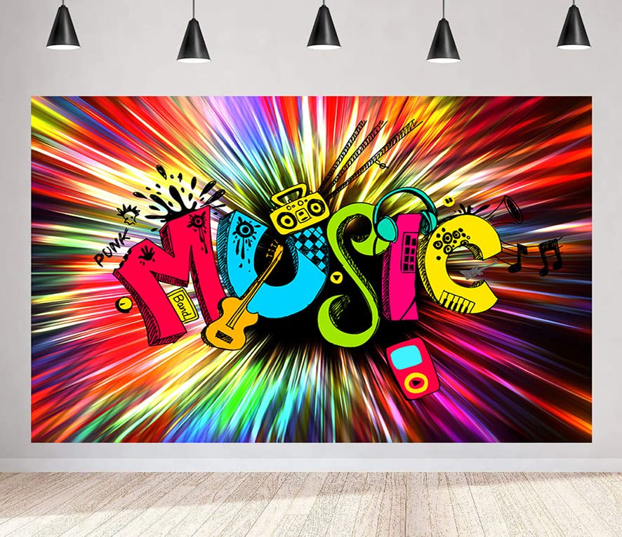 Colorful Music Party Backdrop Guitar Speaker Photo Background Meetsioy Hip Hop Disco Studio Prop Banner Birthday Party Supplies