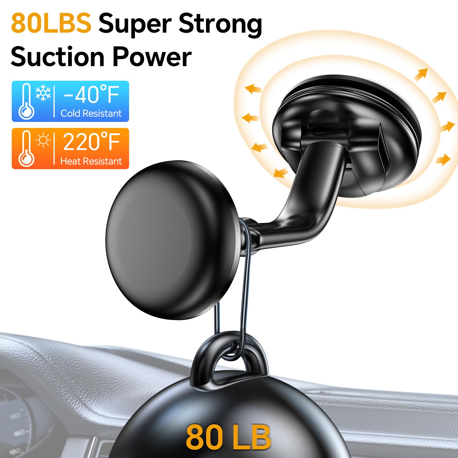 Magnetic Phone Holder For Car?Powerful Magnets?Phone Holders For Your Car Das?Military-Grade Suction?Suction Cup Cell Phone Moun