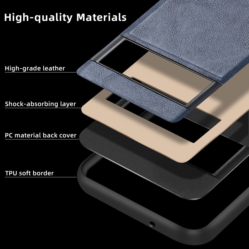 X-level Google Pixel 6 Phone Case Anti-Scratch Shockproof PU Leather TPU Blue