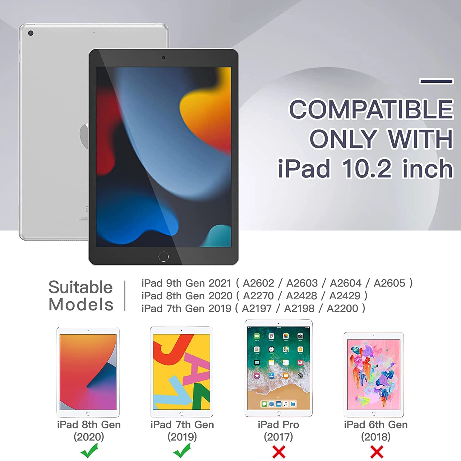 Tsqqst Ipad 9Th/8Th/7Th Generation Case With Glass Screen Protector |Ipad Case 10.2 Inch 2021 2020 2019 For Kids Girls Women | P