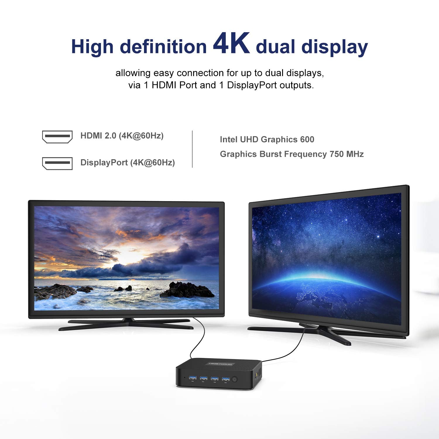 Mini Pc 8Gb Ddr4 256Gb Ssd Intel Celeron J4125 Processor Quad Core(Up To 2.7Ghz),4X Usb 3.0 Ports, Gigabit Ethernet,Digital Mic,