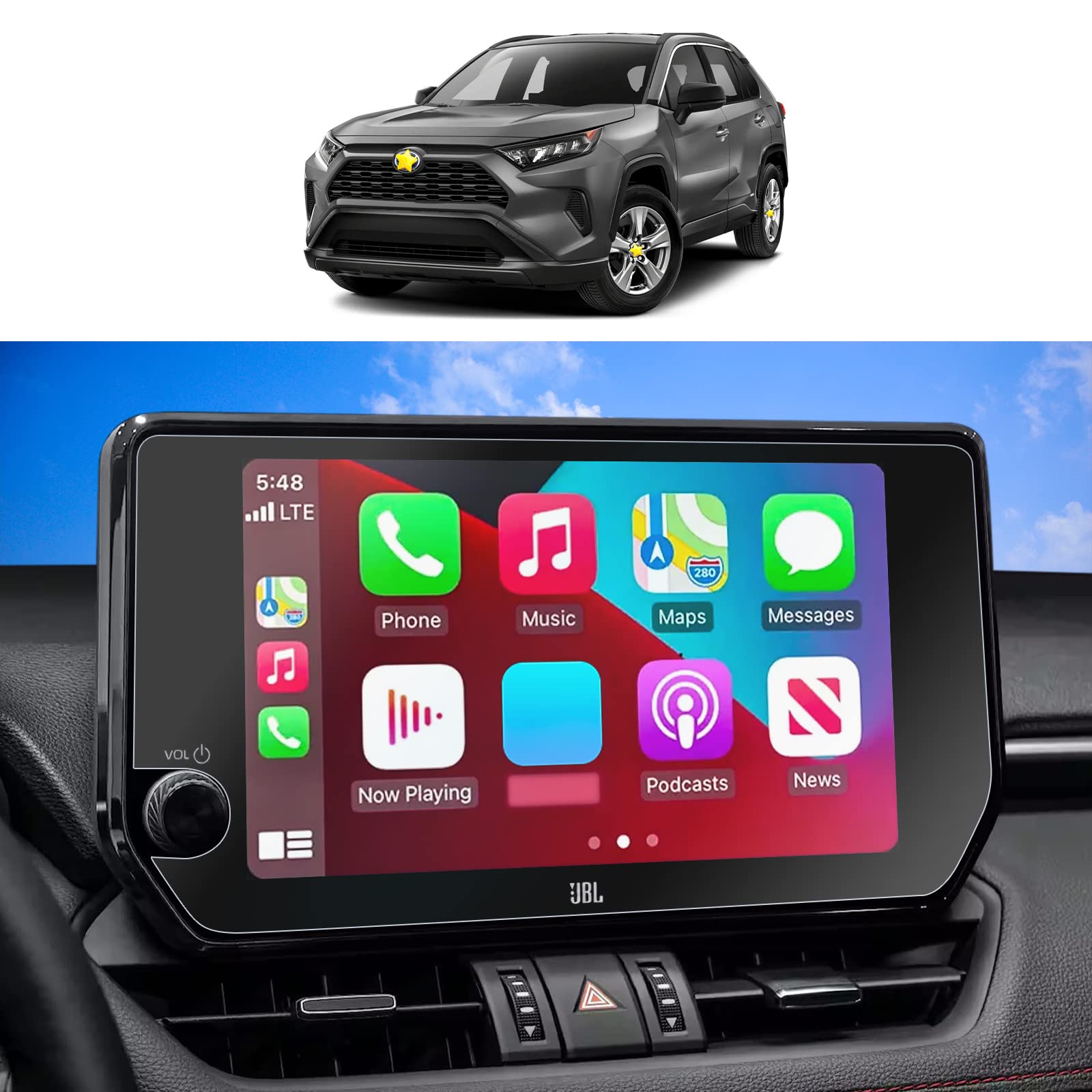 Sktu For 2023 2024 Toyota Rav4 Accessories Screen Protector For 2023 2024 Rav4 (Xle Premium/Adventure/Trd Off Road/Limited/Xse) 10.5 Inch Navigation Display Toyota Rav4 2023 2024 Accessories High Clarity Anti Scratch Screen Protective Film (2Pcs)