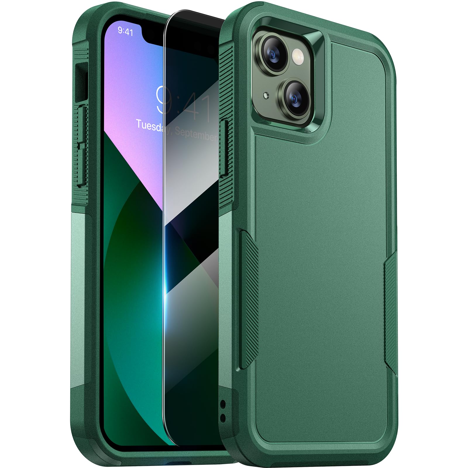 Diaclara Designed For Iphone 13 Case, [With Privacy Screen Protector] [Anti Spy] [Military Grade Drop Protection] Heavy Duty Ful
