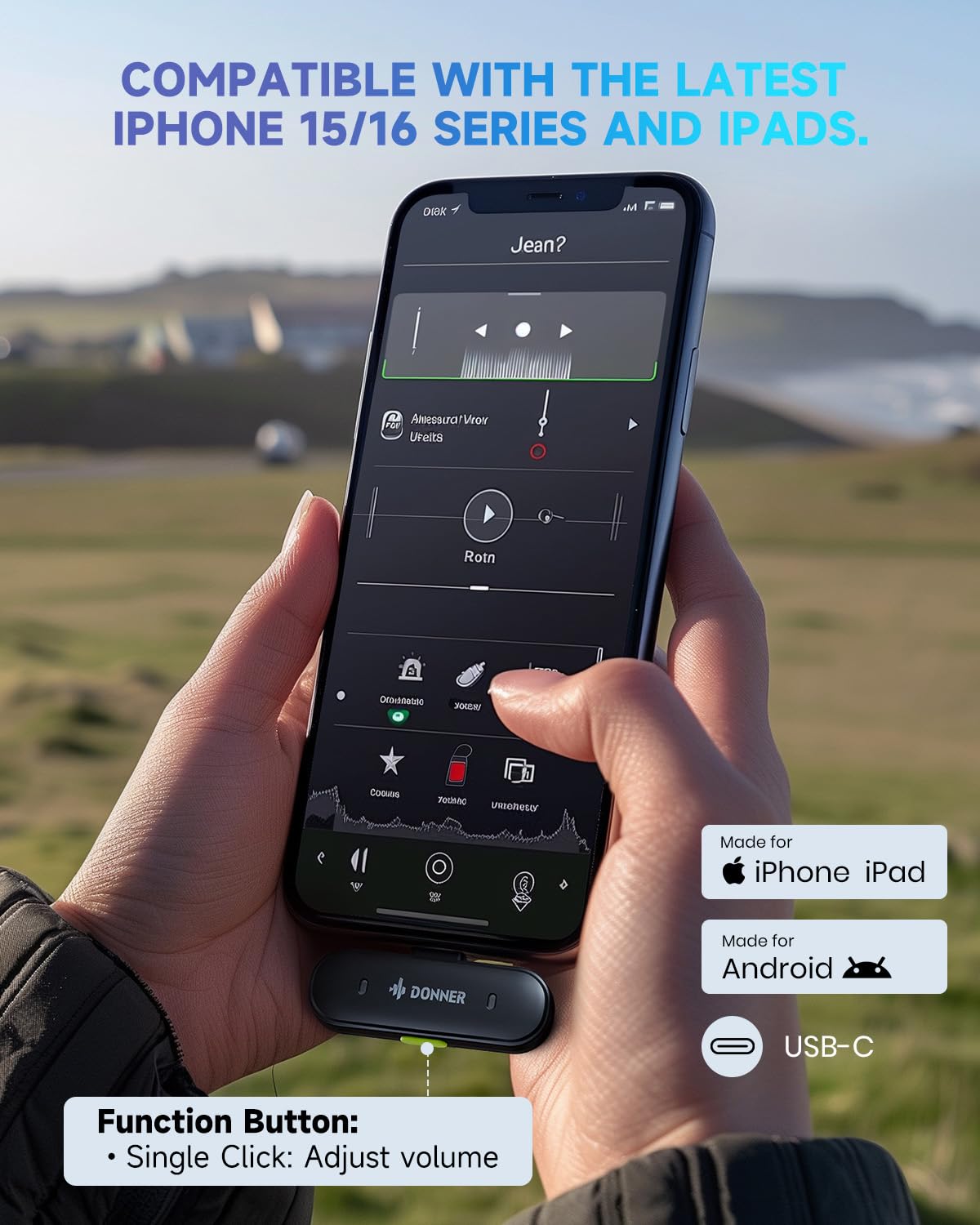 Donner Wireless Lavalier Microphone Vpm 20 Mobile Vesion For Usb C Iphone Ipad Android, With Charging Box, Dual Channels Mics, P