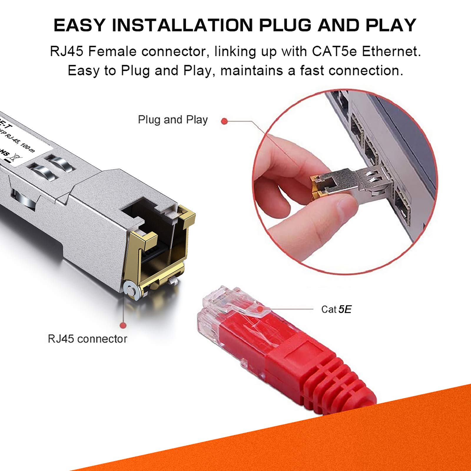 Gigabit Sfp To Rj45 Copper Sfp 1000Base T, 1.25G Copper Sfp T, Sfp To Ethernet Module, For Cisco Glc T/Sfp Ge T, Meraki Ma Sfp 1