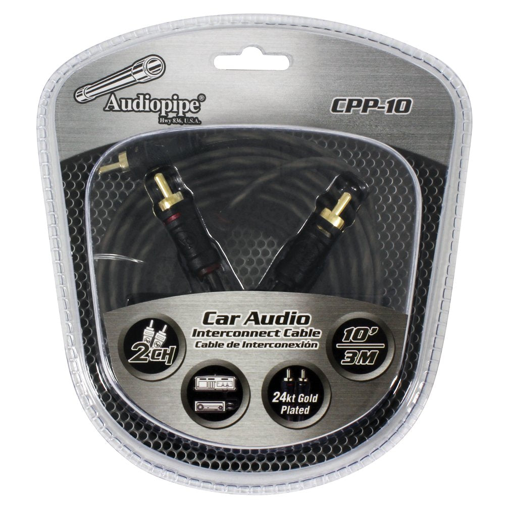 Audiopipe Interconnect Cable CPP10 24kt Gold Plated Gold 10ft