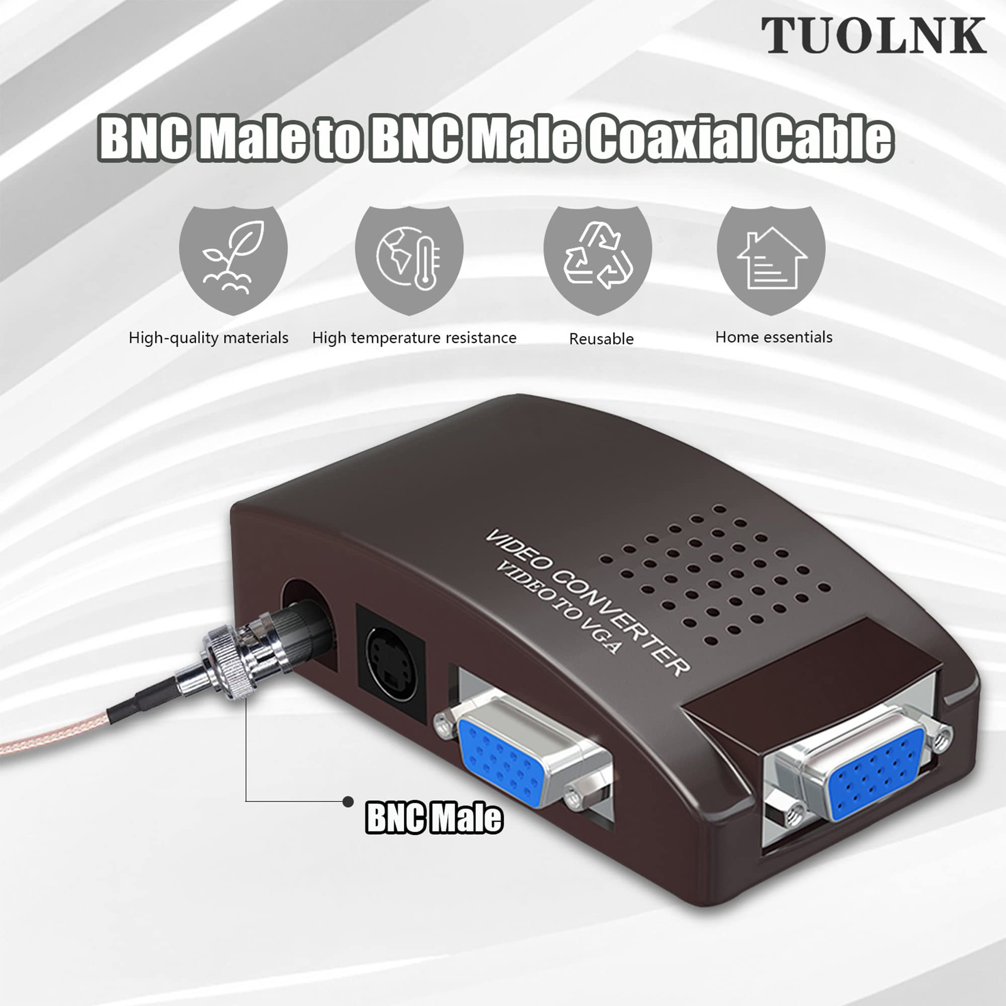 Tuolnk Bnc Cable Rg316 Bnc Male Right Angle To Bnc Male Right Angle Coaxial Cable For Cctv Hd Sdi Cable 3.28Ft (1M) 50Ohm Bnc El