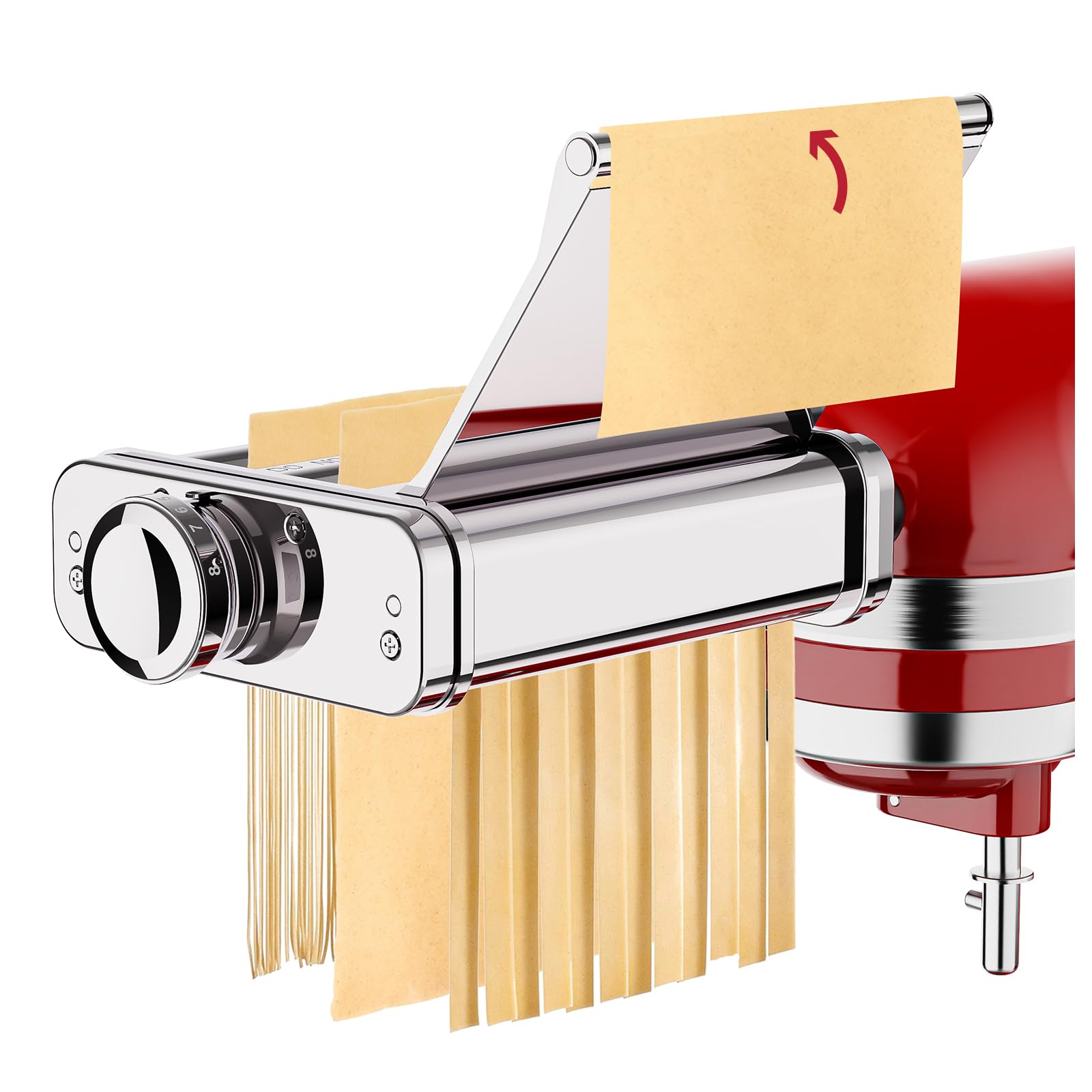 Stainless Steel Pasta Maker Attachment for KitchenAid Stand Mixer, 3 in 1 Pasta Maker with Auto Conveying Roller Plate Includes 