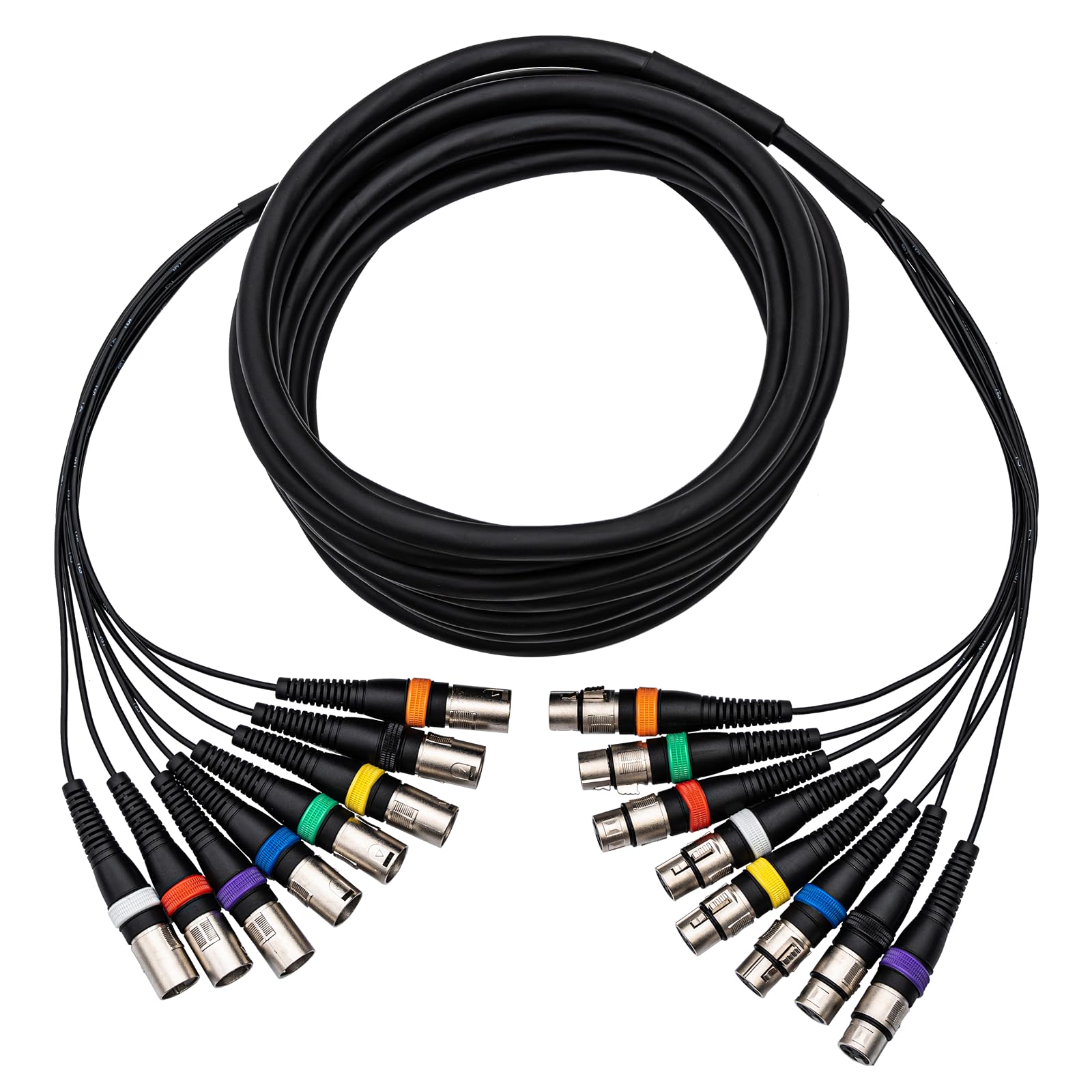 pegcabac 8 Channel XLR Snake Cables 15FT, 8 Colored XLR Male to Female Microphone Patch Cable, Pro Audio Recording Snake Cable f