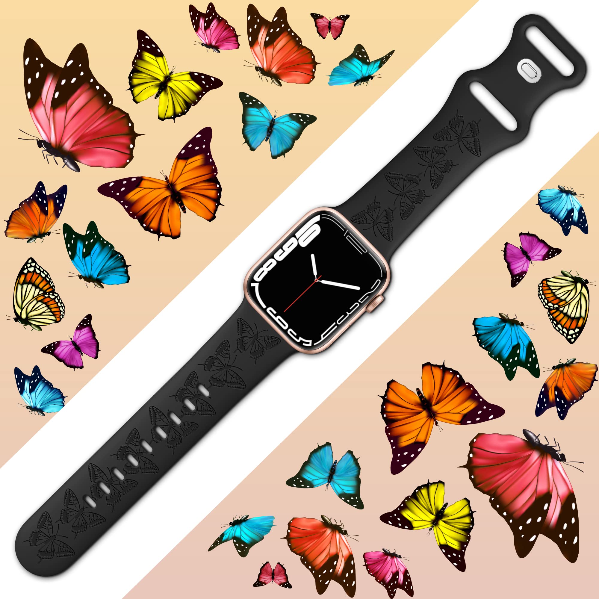 Bandiction Engraved Sport Band Compatible With Apple Watch Band 42Mm 44Mm 45Mm 49Mm, Soft Waterproof Silicone Strap Wristband Fo