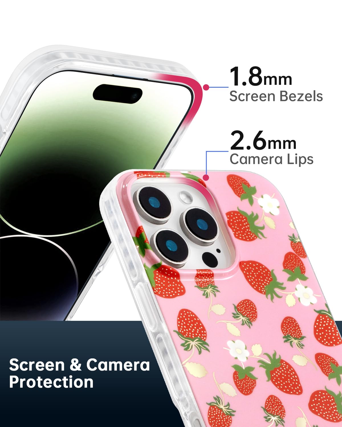 Scorpify For Iphone 16 Pro Max Case [Compatible With Magsafe] With Strawberry Party Fruit Design, Cute Floral Magnetic Phone Cov