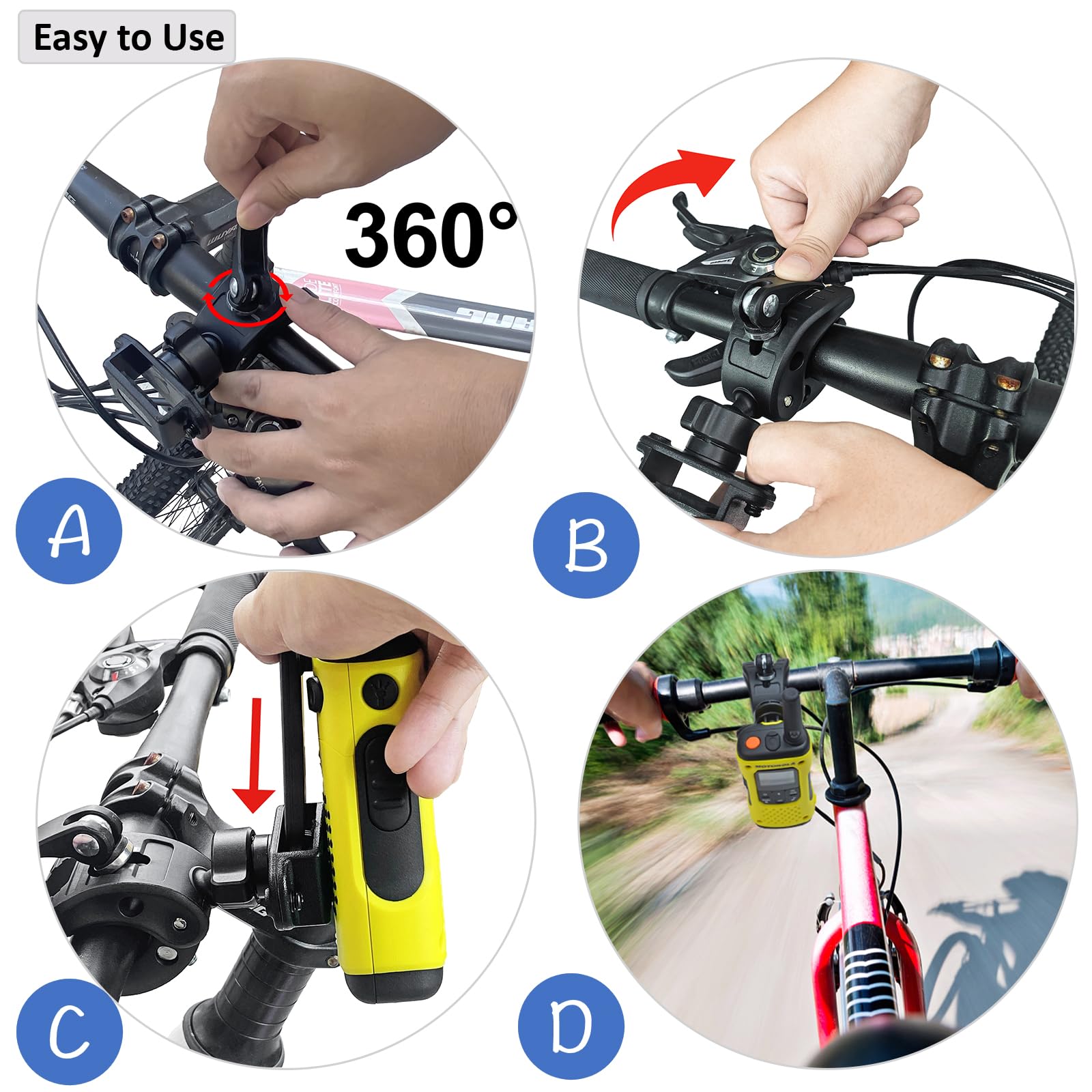 Hyshikra Motorcycle Walkie Talkie Mount, Bike Bicycle Radio Holder Hanger For Baofeng Uv5R Motorola Talkabout Kenwood Yaesu Midl