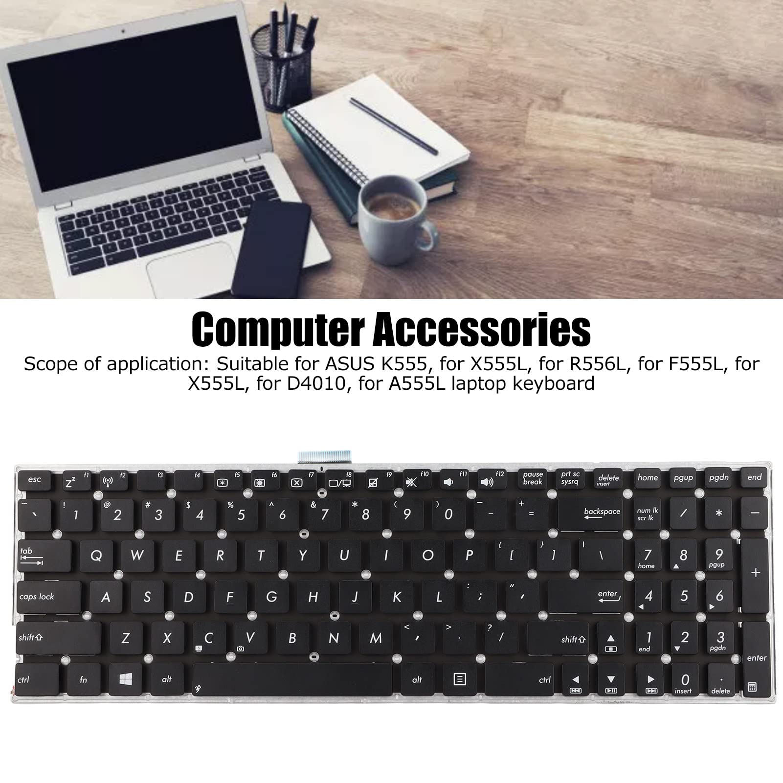 Replacement Keyboard Keys, 102 Key Replacement Key Set For K555, X555L, R556L, F555L, X555L, D4010, A555L Laptop Keyboard