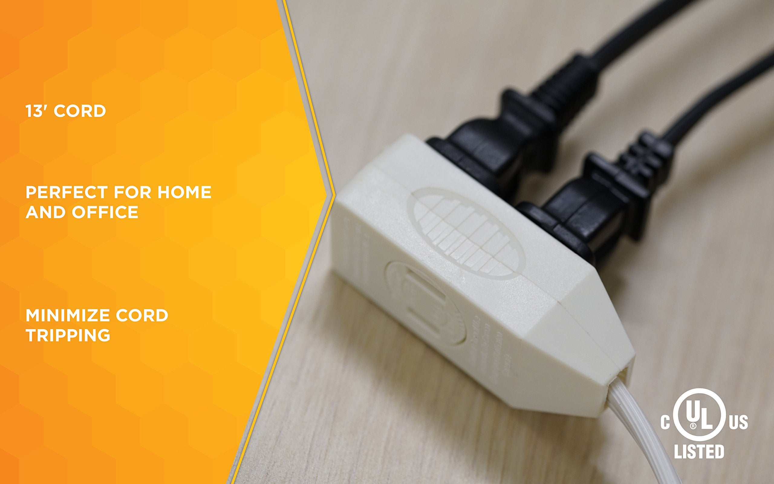 Slimline 2237 Flat Plug Extension Cord, 2 Wire, 13 Foot, White