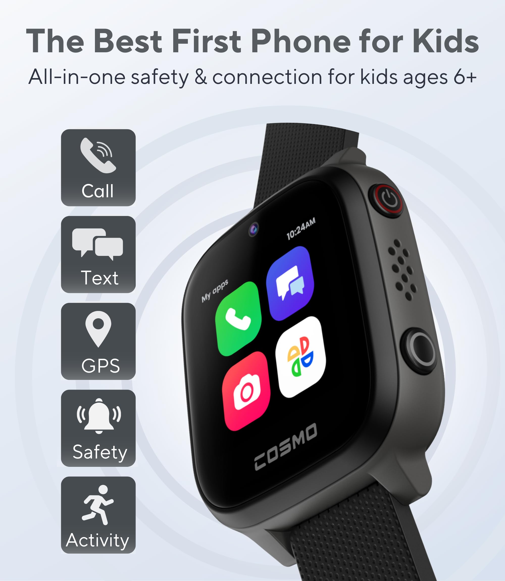 Jrtrack Smart Watch For Kids | Safe Watch Phone & Gps Tracker | Parental Controls | Call, Text, Activity, School Lock | Sim Card