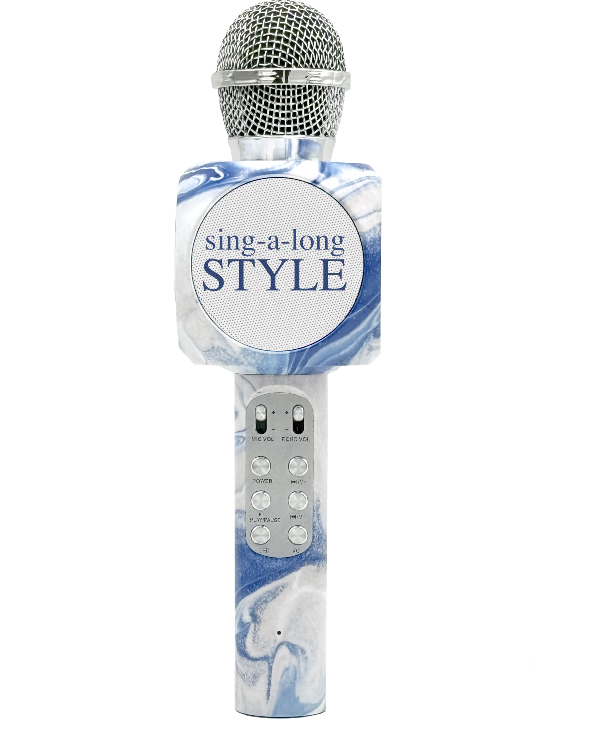 Wireless Express   Sing Along Bluetooth Karaoke Microphone And Bluetooth Stereo Speaker, Swirl Edition, All In One (Swirl Blue)