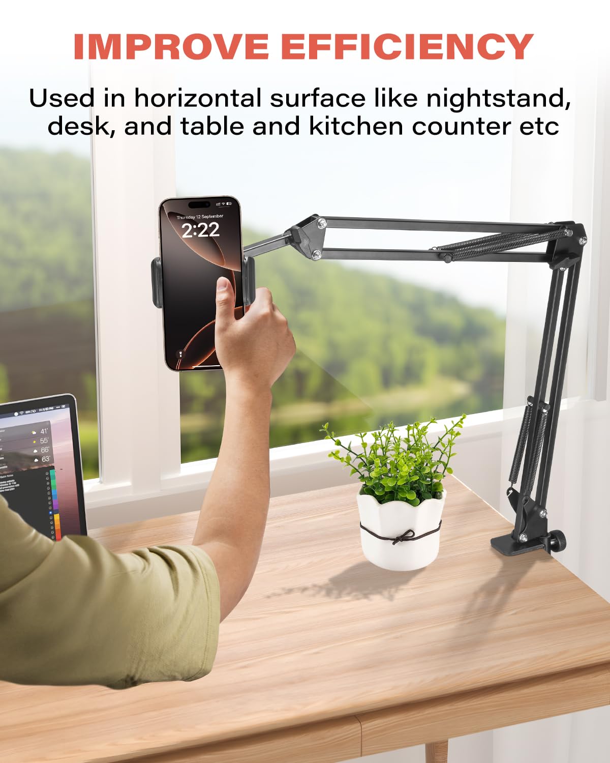 Awlbstruse Phone Holder For Bed, Cell Phone Bed Stand Holder For Desk, Headboard, Bed, Bedside, Table, Compatible With Iphone 16