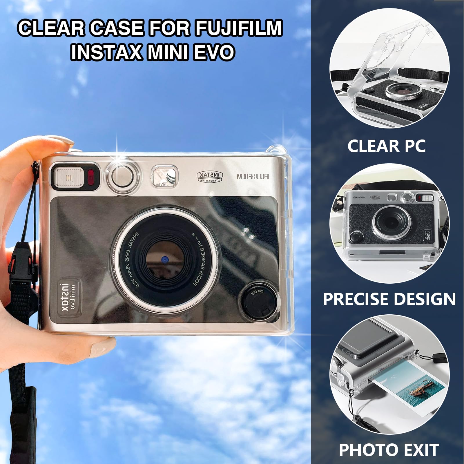 Caiyoule Accessories For Fujifilm Instax Mini Evo Camera, Pc Mini Evo Case With Lens Cap, Screen Protector, Mini Frames, Album,