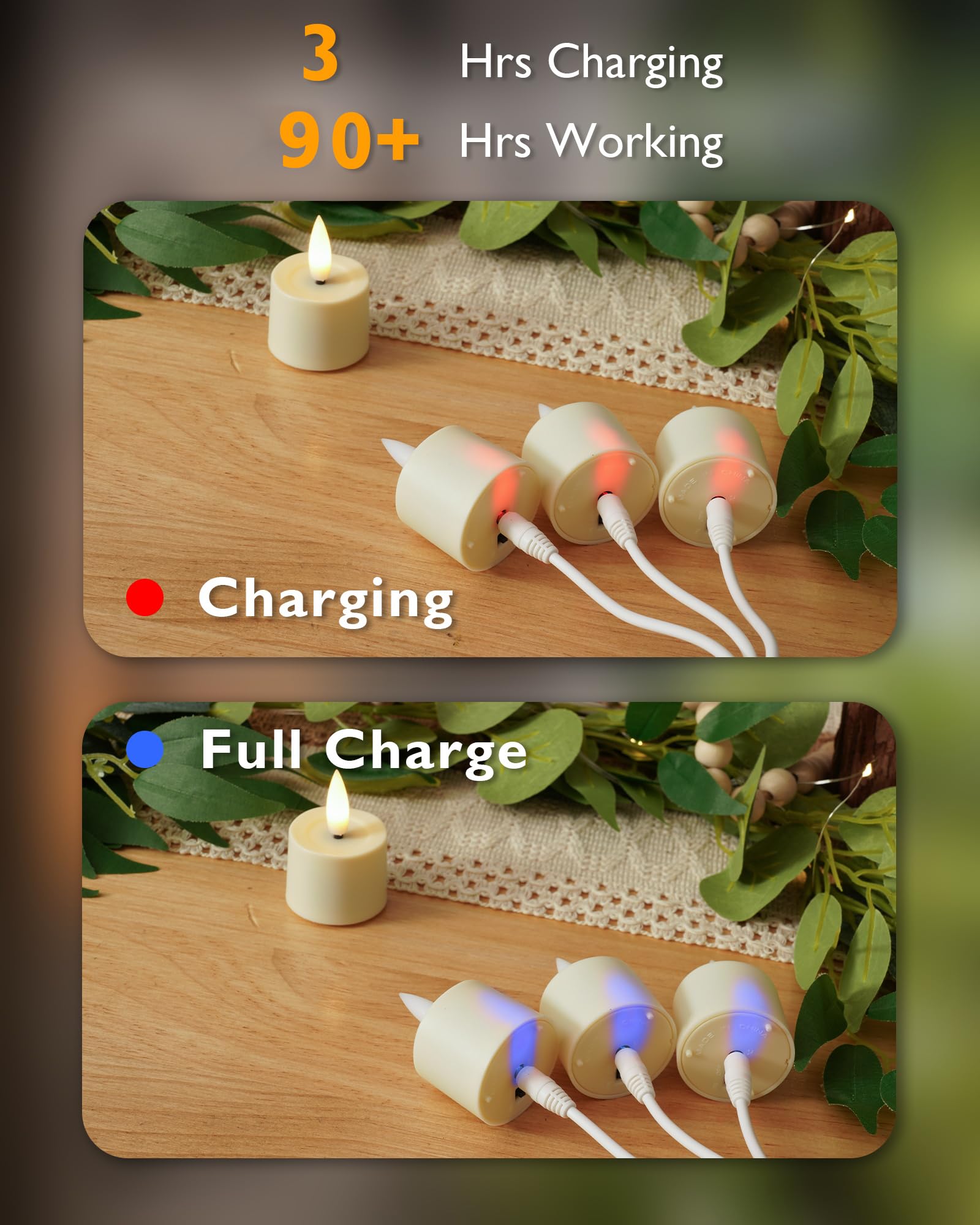 Beichi Rechargeable Candles, Tea Lights Candles Battery Operated With Remote, Flameless Votive Candles With 2/4/6/8H Timer Flick