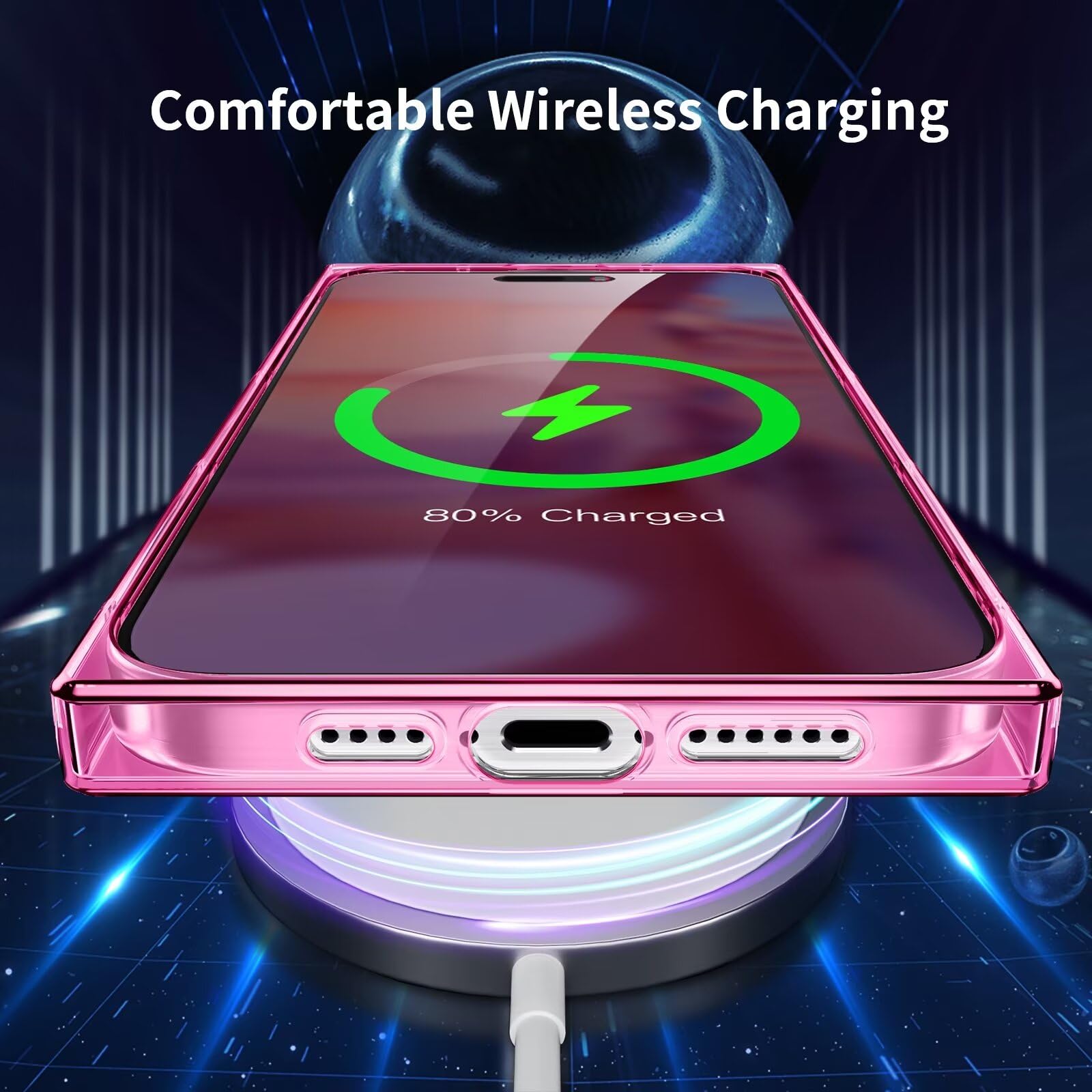 Tzomsze Case For Iphone 14 Pro Max Clear,Precision Hole Camera Protection,Soft Tpu Protective Shockproof Cover 6.7 Inch Pink