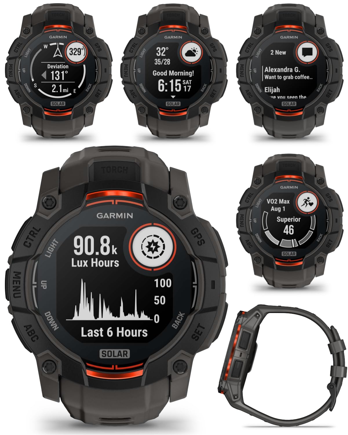 Wearable4U Garmin Instinct 3 Solar 50 Mm, Rugged Outdoor Gps Smartwatch, Built In Flashlight, Up To 40 Days Of Battery Life, Bla