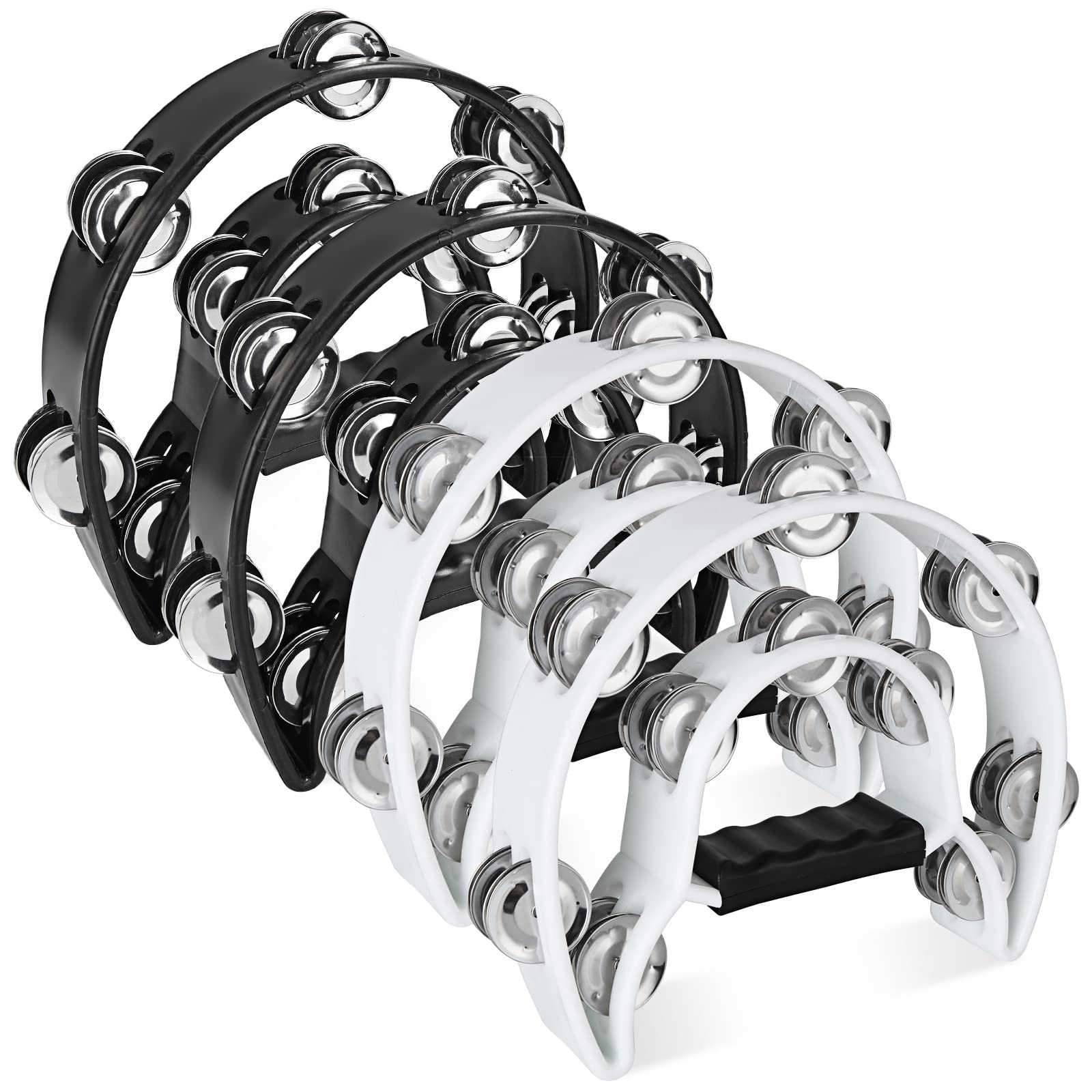 4 Pcs Foot Tambourine For Adults, Black Foot Percussion Instruments With Metal Steel Jingle Bell For Guitar Drum Accessory Instr