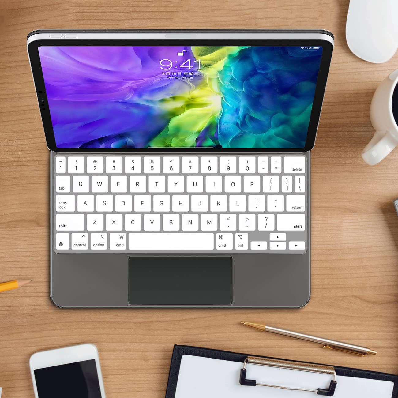 Silicone Keyboard Cover Keyboard Skin For Ipad Pro 11 Inch Magic Keyboard(4Nd Generation) Keyboard Protector (White)