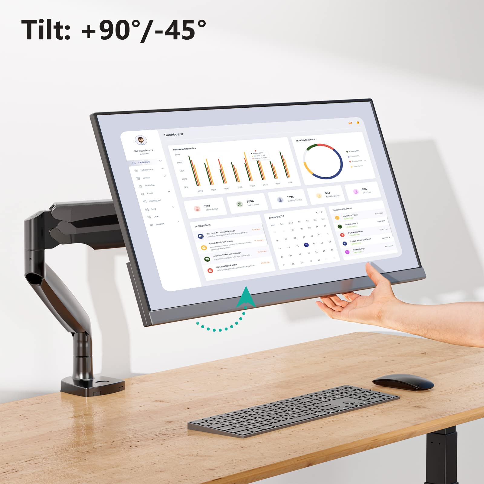 WALI Single Monitor Arm, Gas Spring Single Monitor Mount up to 35 inches and 26.4 lbs, Heavy Duty Monitor Arm Desk Mount, Ultrawide Monitor Mount Desk with C Clamp and Grommet Base (GSMP001XL), Black