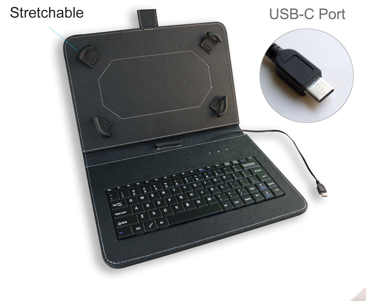 Enjoy Unique 10 Inch Tablet Case 9.7 11 Inch Tablet Cover With Qwerty External Keyboard Usb C Port Compatible With Samsung Galaxy Tab A8 A7, Fire Hd, Googee U10, Blackview, Nokia T20, Lenovo Tab M10