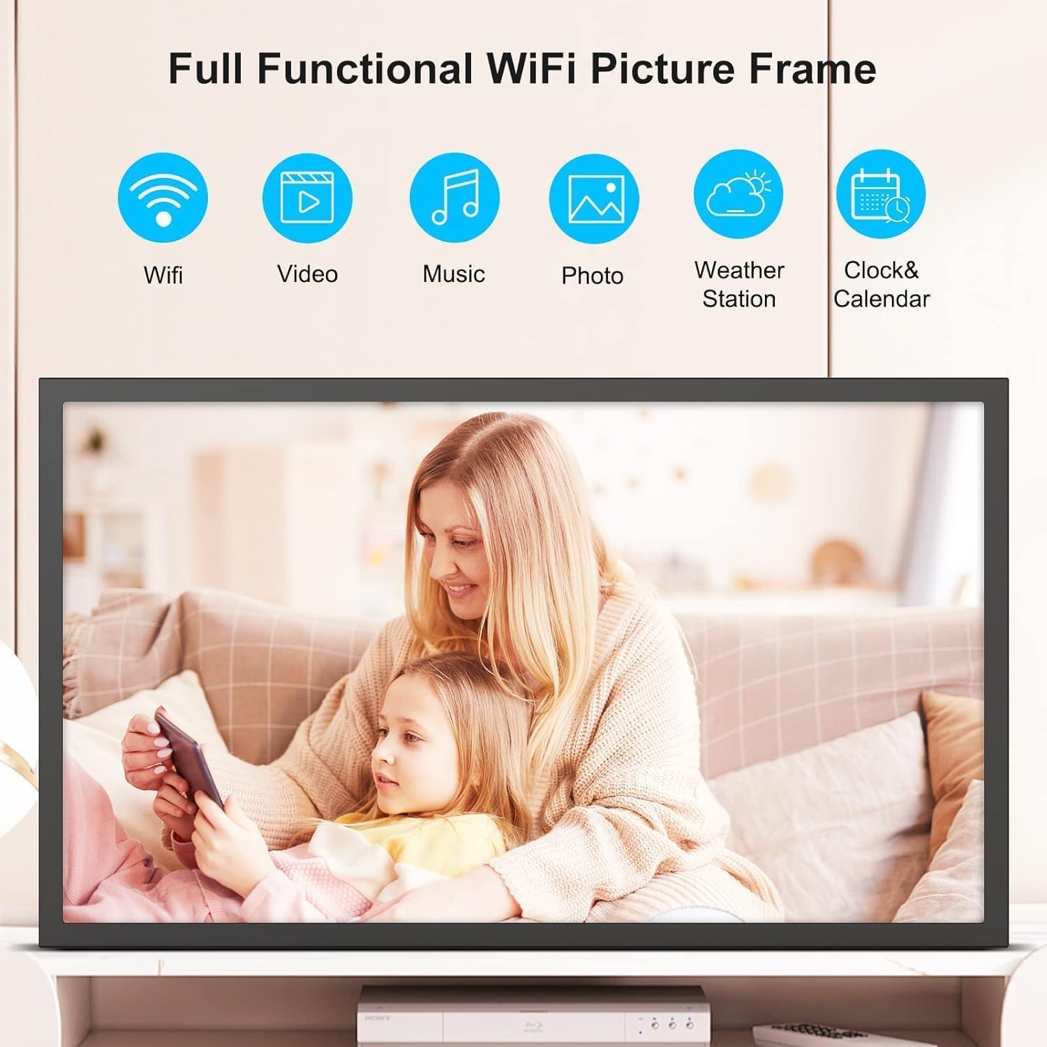 Large Wifi Photo Frame 21.5'' Digital Picture Frame   Smart 32Gb, 1920X1080 Ips Fhd 1080P, Auto Rotate, Share Photo Video Via Ap