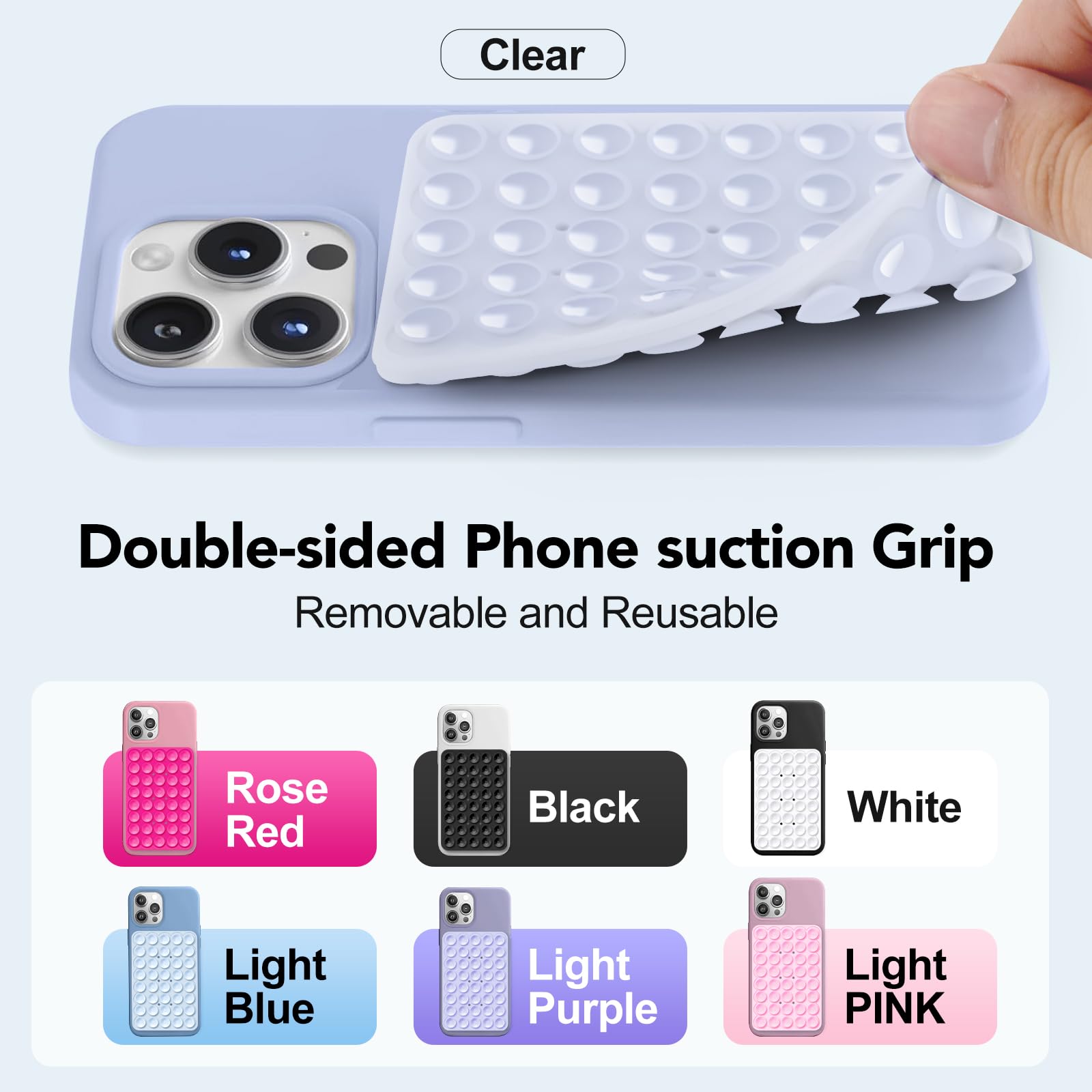 Silicone Double-Sided Suction Phone Case Detachable Mount For Iphone And Android Cellphones, Strong Adhesion Holder Hands Free F