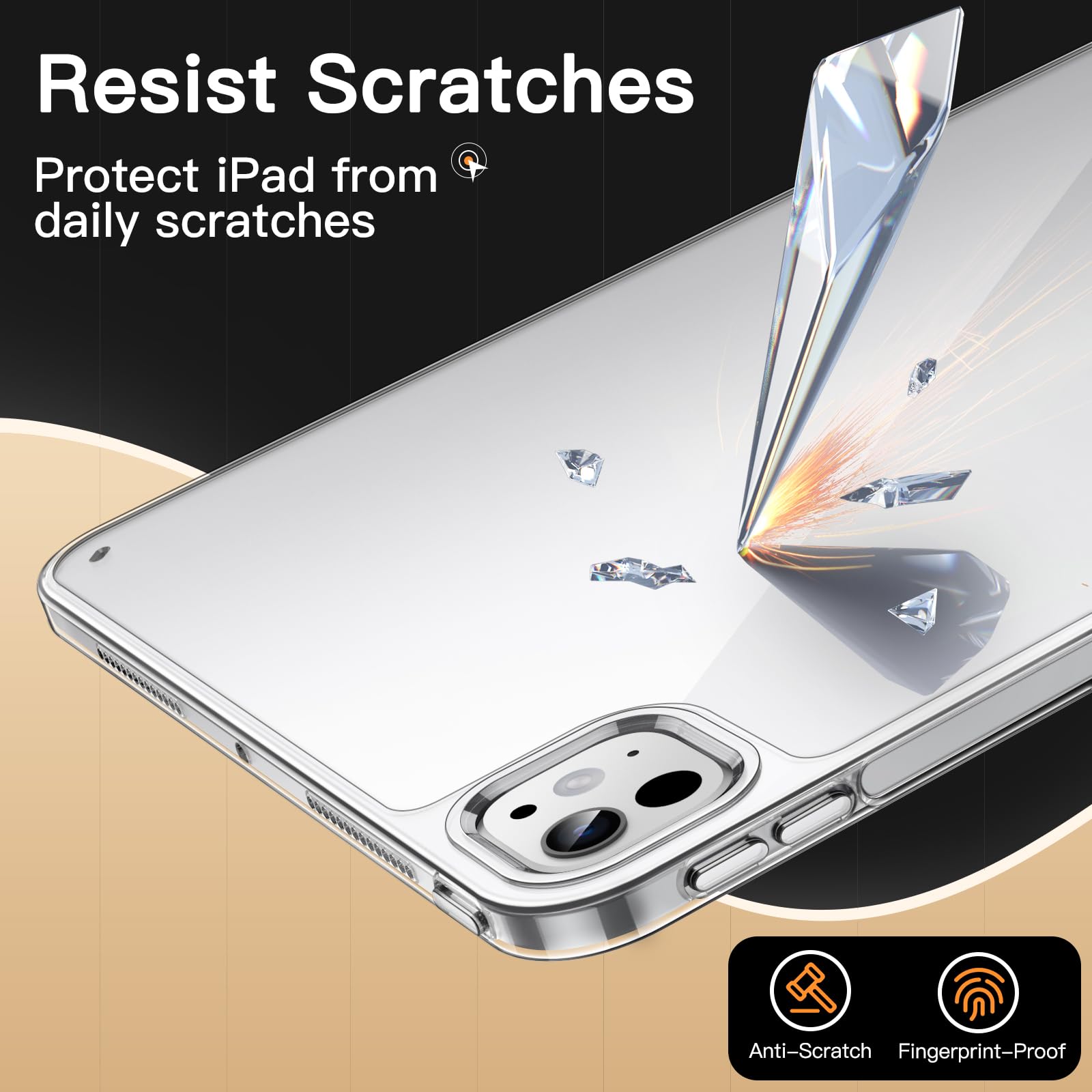 Jetech Clear Case For Ipad Pro 11-Inch M4 (2024), Anti-Yellowing Transparent Shockproof Slim Tablet Back Cover With Hard Pc Back